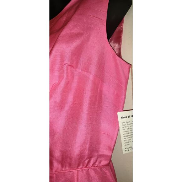 Vintage Carol Brent Silk Dress. HOT PINK w/Tag 60s Made in USA EASTER Sz 16 - Picture 5 of 16